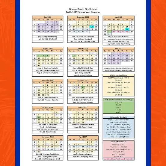 Orange County  florida schools calendar