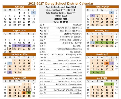 Ouray County Colorado Schools Calendar