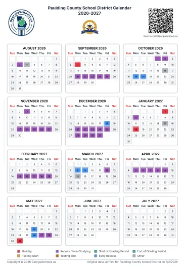 Paulding County Georgia Schools Calendar