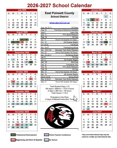 Poinsett County Arkansas Schools Calendar