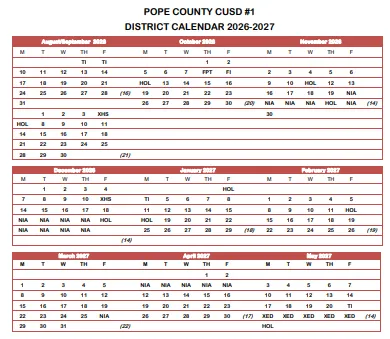 Pope County Illinois Schools Calendar