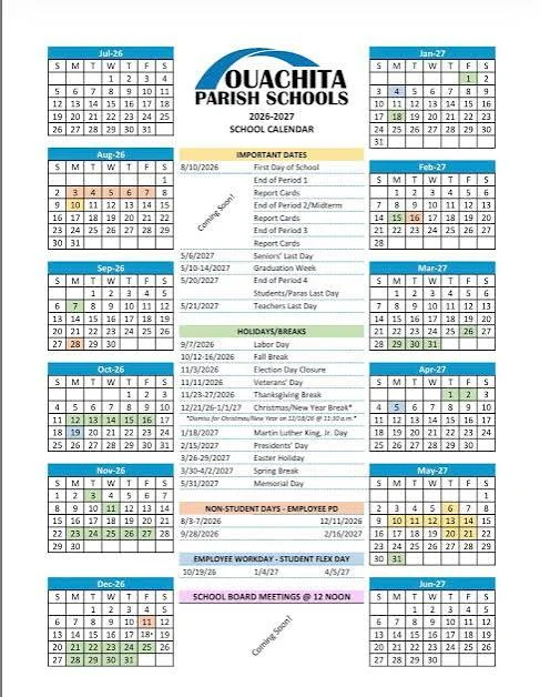 Ouachita County Arkansas Schools Calendar