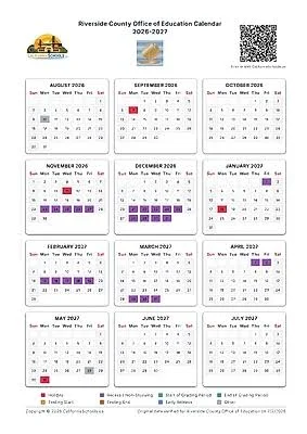 Riverside County California Schools Calendar