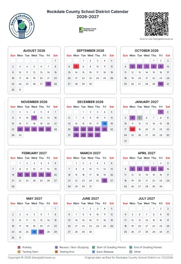 Rockdale County Georgia Schools Calendar