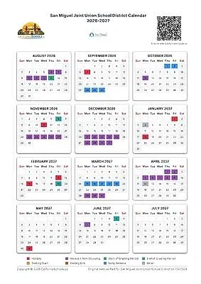 San Miguel County Colorado Schools Calendar