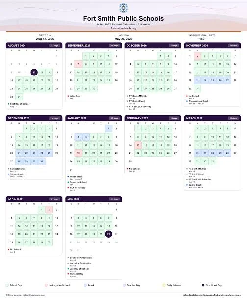 Sebastian County Arkansas Schools Calendar
