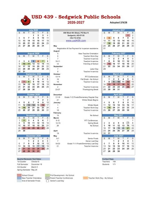 Sedgwick County Colorado Schools Calendar