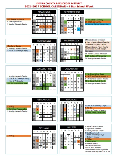 Shelby County Illinois Schools Calendar