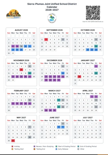 Sierra County California Schools Calendar