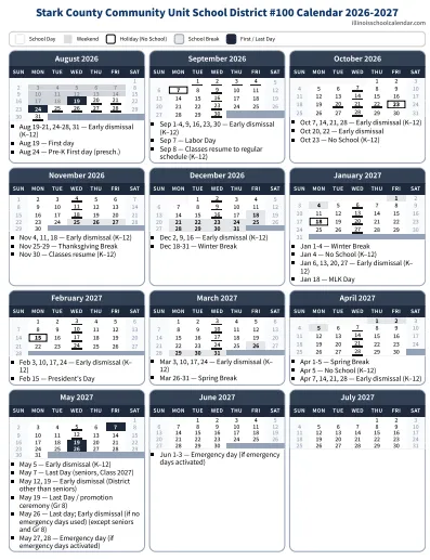 Stark County Illinois Schools Calendar