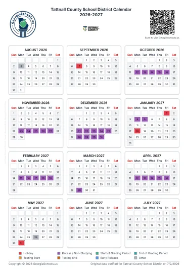 Tattnall County Georgia Schools Calendar