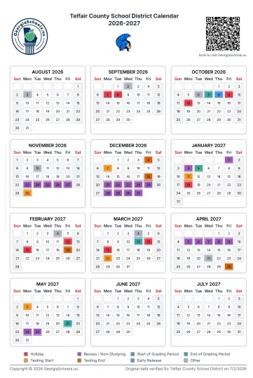 Telfair County Georgia Schools Calendar