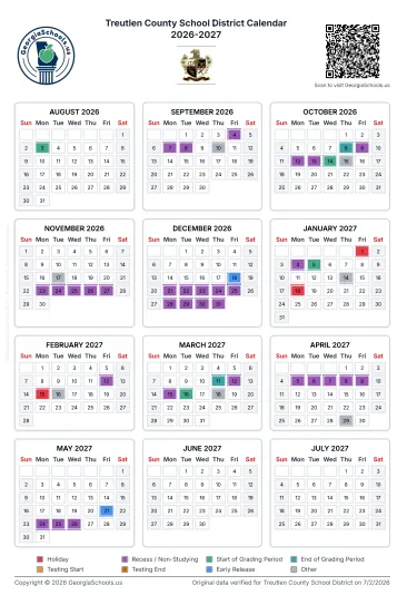 Treutlen County Georgia Schools Calendar