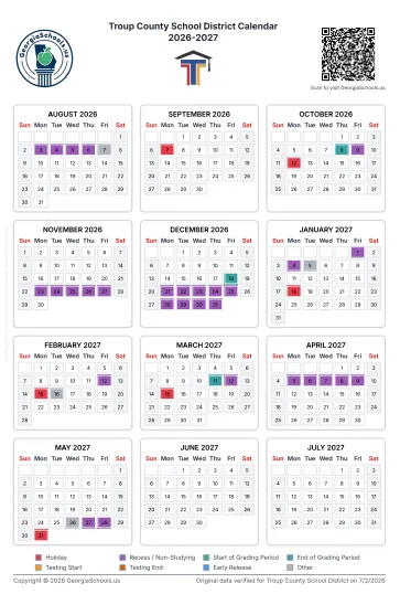 Troup County Georgia Schools Calendar