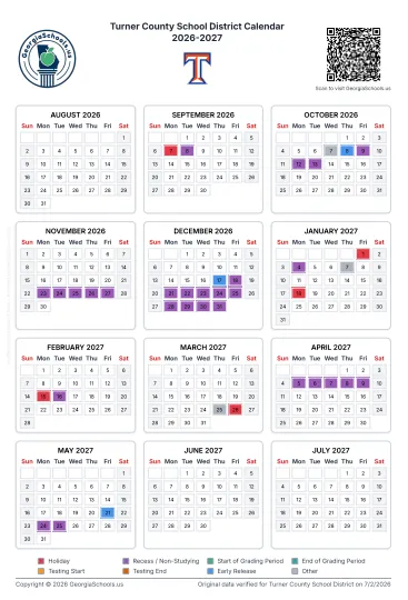 Turner County Georgia Schools Calendar