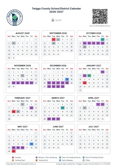 Twiggs County Georgia Schools Calendar