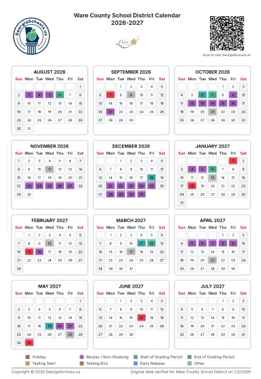 Ware County Georgia Schools Calendar