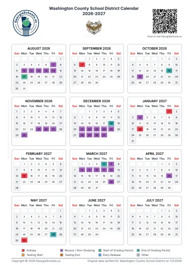 Washington County Georgia Schools Calendar