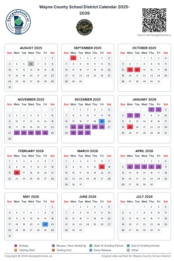 Wayne County Georgia Schools Calendar