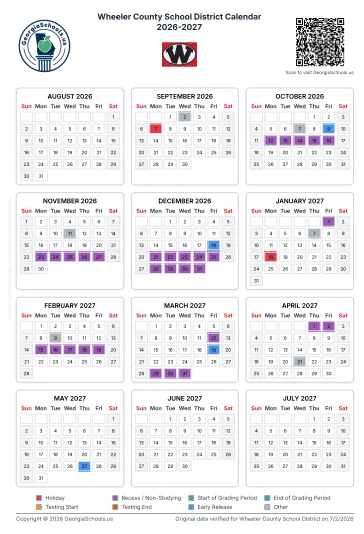Wheeler County Georgia Schools Calendar