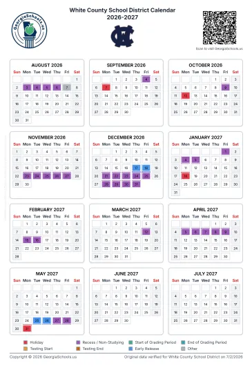 White County Georgia Schools Calendar