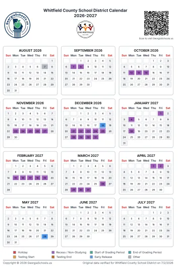 Whitfield County Georgia Schools Calendar
