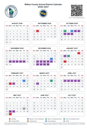 Wilkes County Georgia Schools Calendar