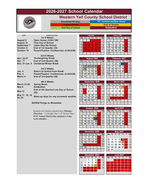 Yell County Arkansas Schools Calendar