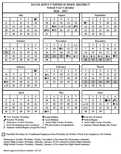 Yolo County California Schools Calendar